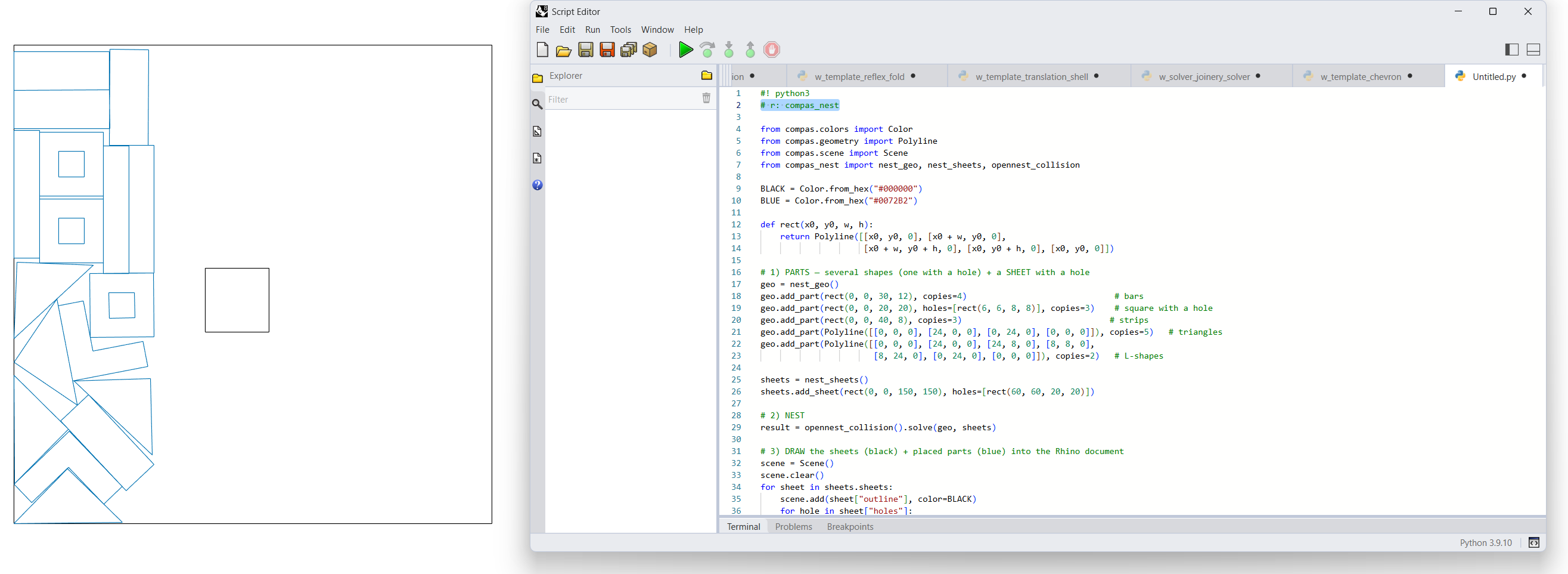 compas_nest nesting results in COMPAS