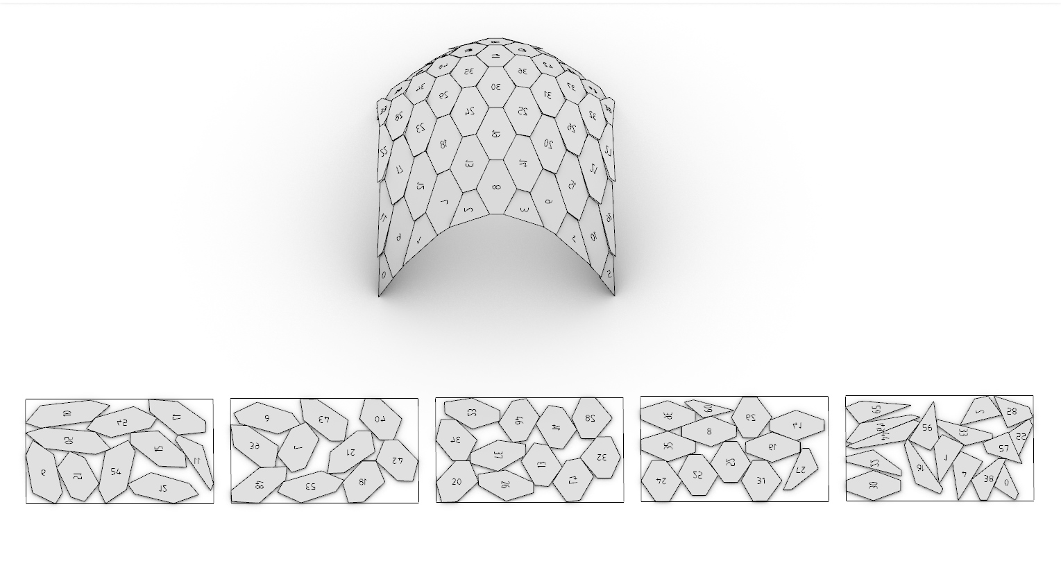 Parts nested with OpenNest in Grasshopper