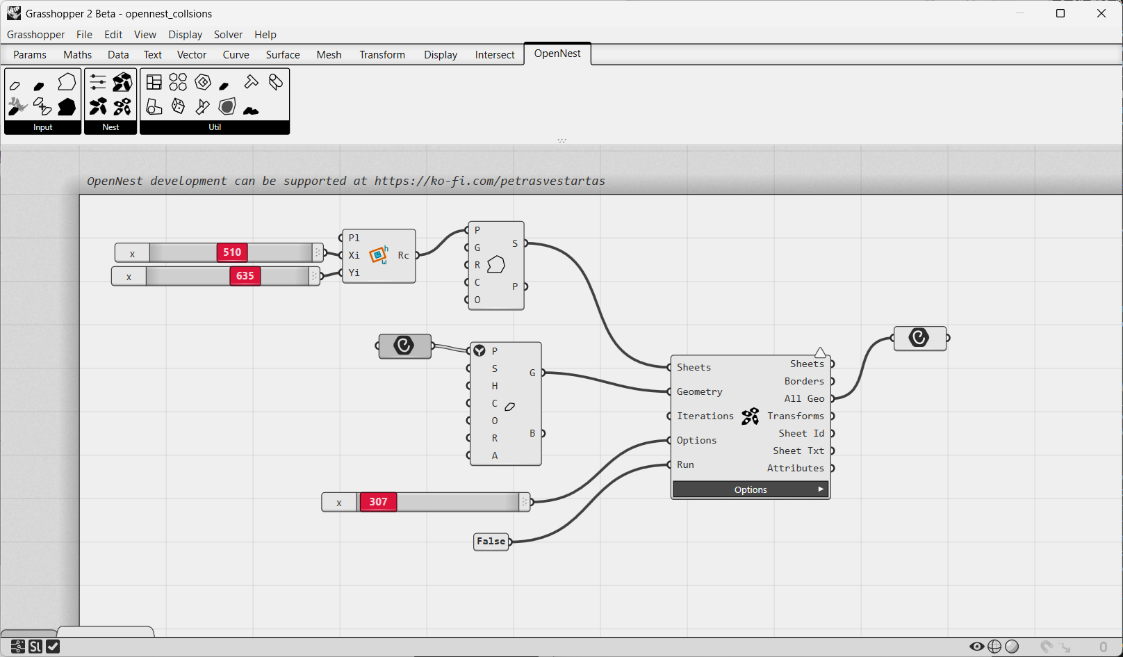 OpenNestCollision nesting in Grasshopper 2