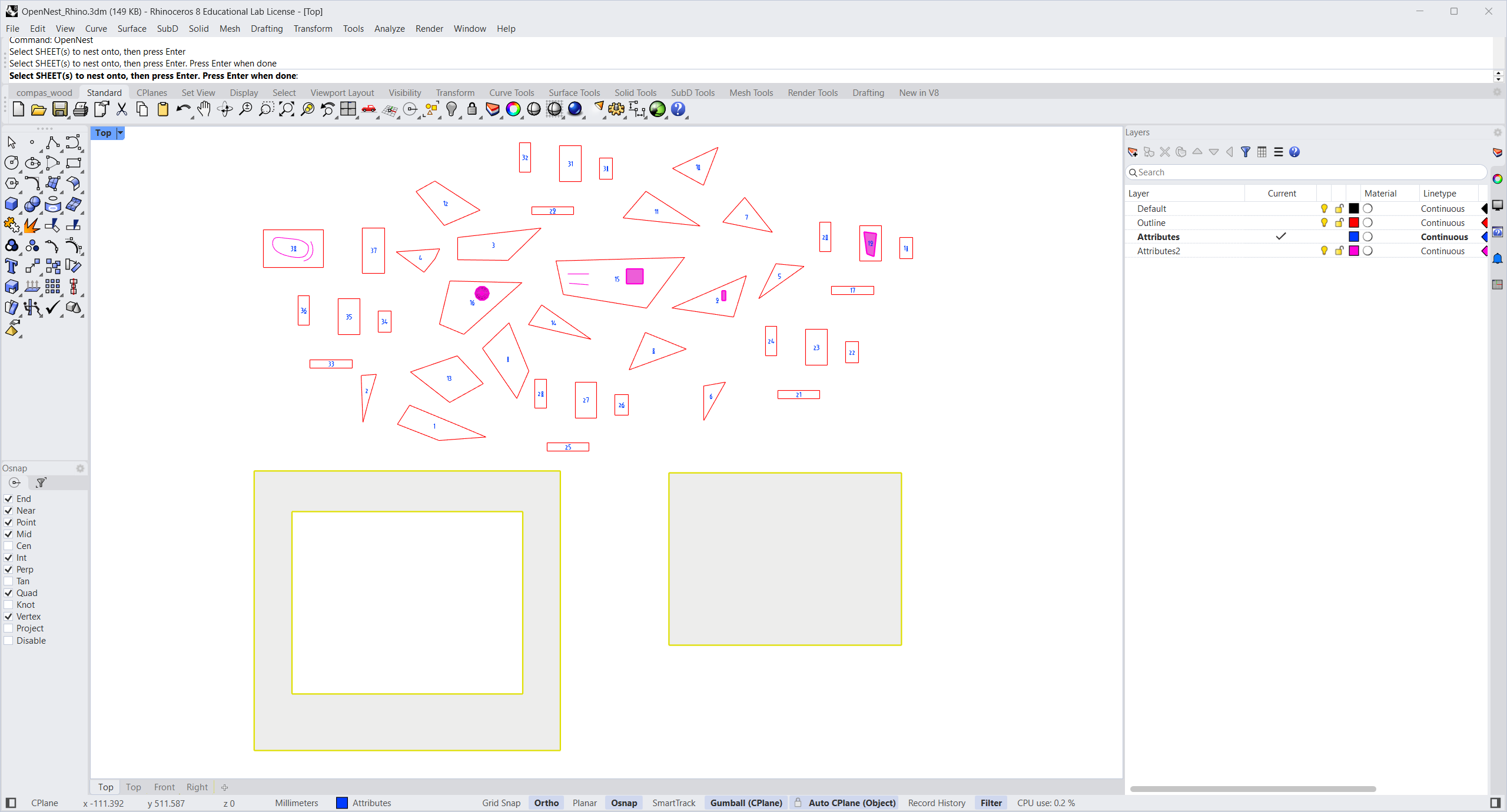 Step 2 — select the two sheet surfaces