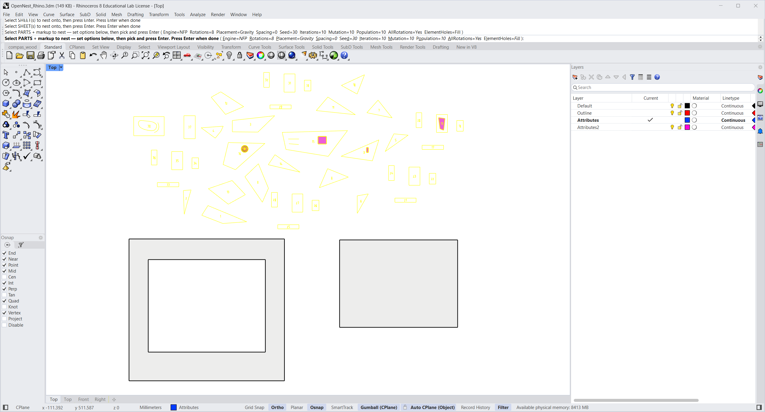 Step 3 — select parts + markup with the full option menu